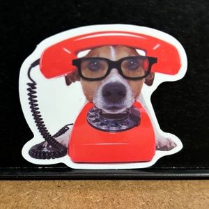 RED PHONE DOG STICKER